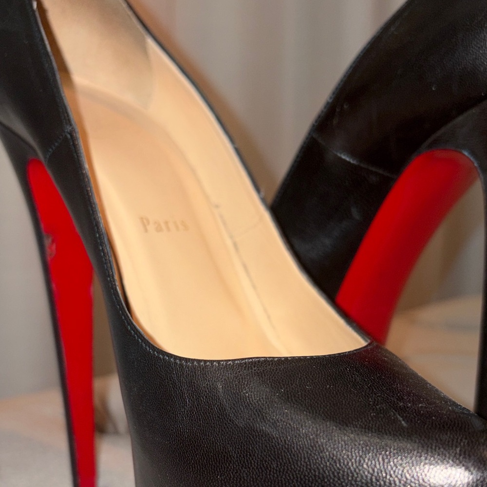 Christian Louboutin Black Heels with Red Soles - Picture 3 of 5